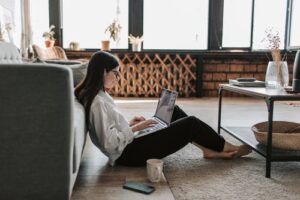 girl working on a laptop