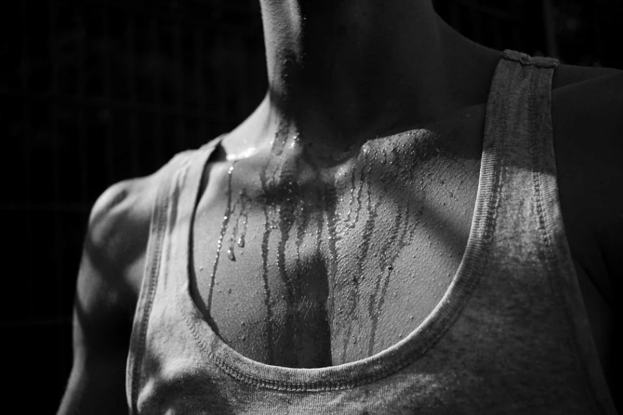sweat dripping down from a person’s body