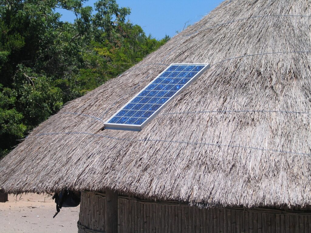 solar-panel-roof-straw-hut-solar